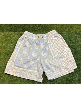 Kinetic Kings shorts mens small blue white paisley lighweight 5" inseam casual